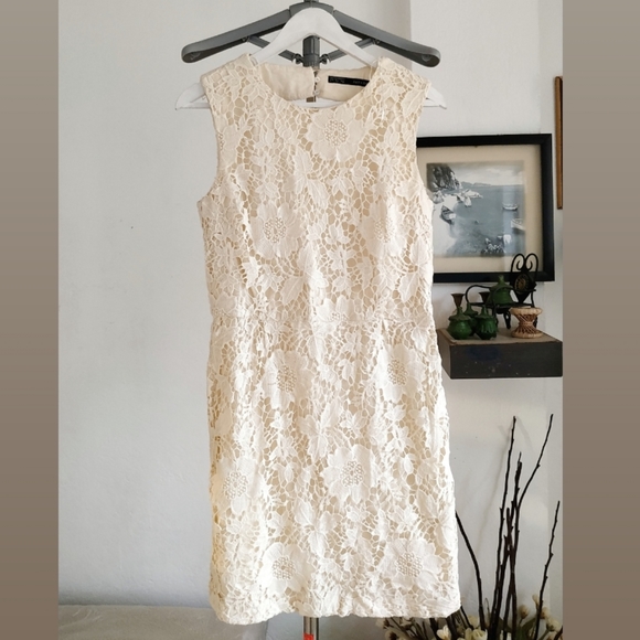 ZARA crochet lace open back sheath dress - Picture 4 of 17